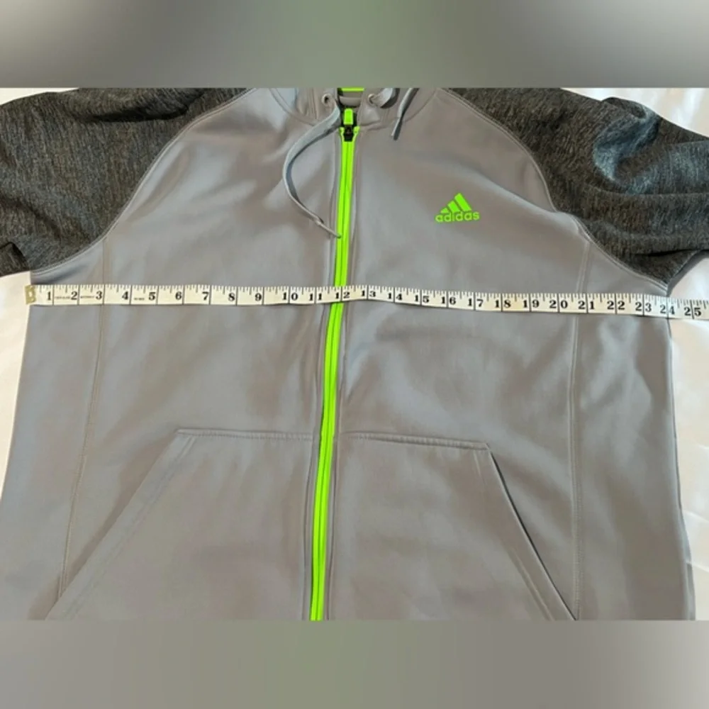 Adidas‎ climawarm zip up hoodie sweater gray neon green size Large